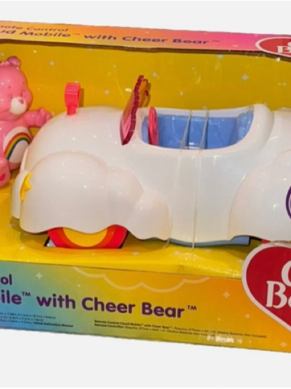 Care Bears Cheer Bear White & Pink Convertible Toy Car with Rainbow Wheels